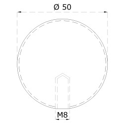 Guľa dutá so závitom M8 / ø 50 mm, brúsená nerez AISI 304 Guľa dutá so závitom M8 / ø 50 mm, brúsená nerez AISI 304